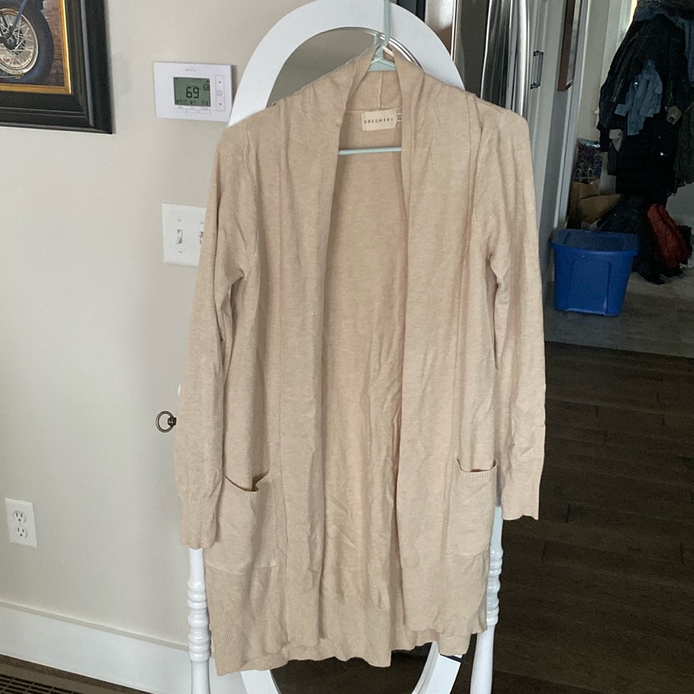 Dreamers long cream cardigan sweater. Women size S/M.